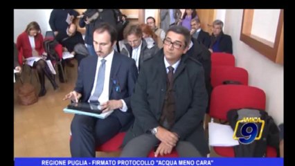 Regione Puglia | Firmato protocollo "acqua meno cara"