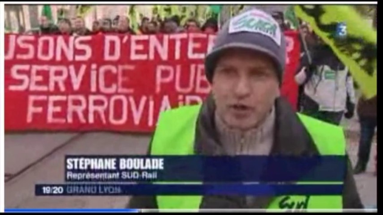 Reportage France 3 sur la manif SUD-Rail du 2 décembre 2013 à Lyon