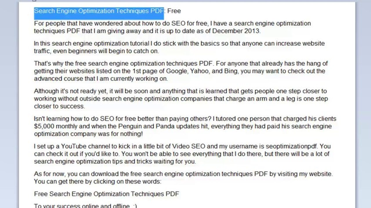 Search Engine Optimization Techniques PDF - Backlinking 2