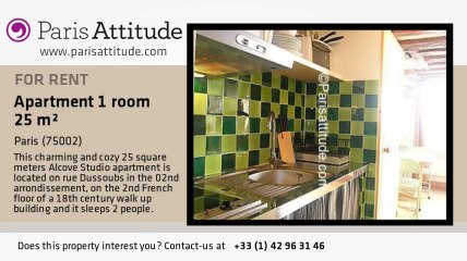 Alcove Studio Apartment for rent - Montorgueil, Paris - Ref. 4605