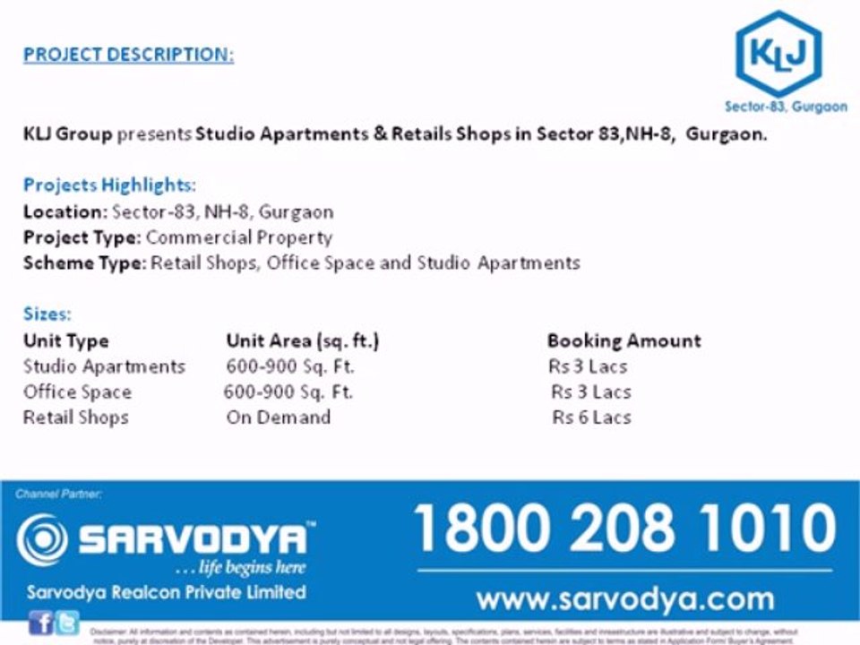12% Assured Return Gurgaon| Retail Shops | 9910025066