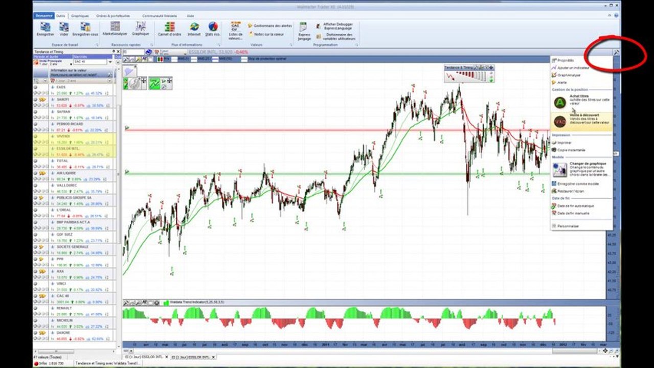 La barre de commande graphique de WalMaster Xe : décembre 2011 - V4.3