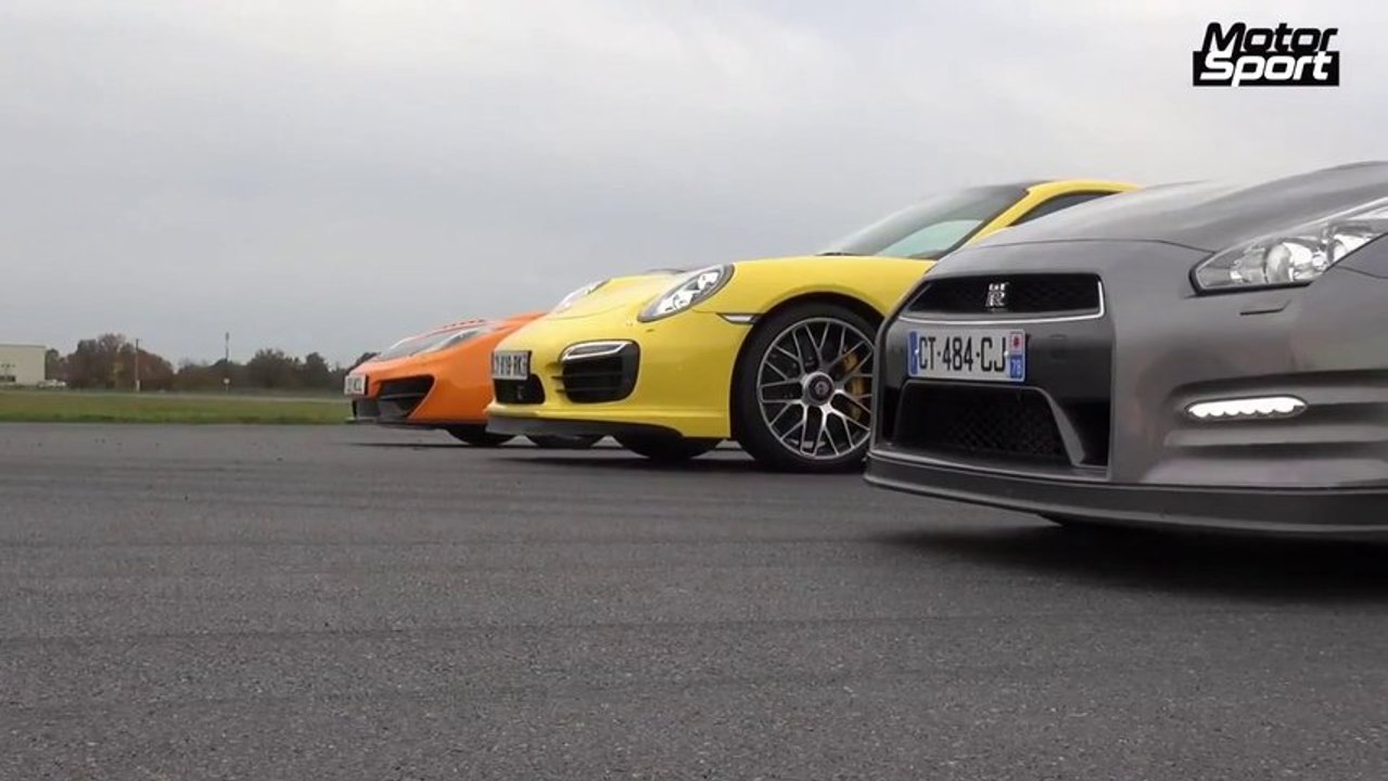 Départ arrêté :  911 Turbo S VS McLaren 12C VS  GT-R