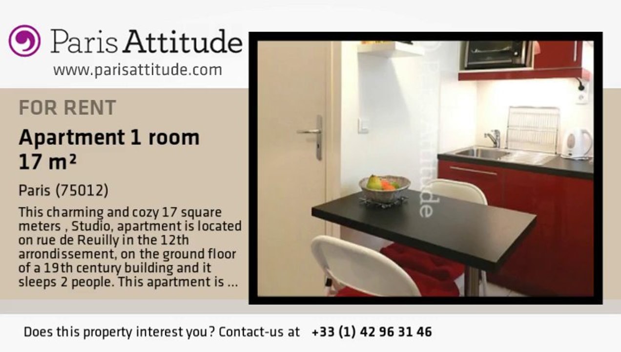 Studio Apartment for rent - Reuilly Diderot, Paris - Ref. 8226