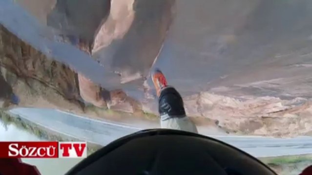Uçurumdan düşme anı saniye saniye kamerada
