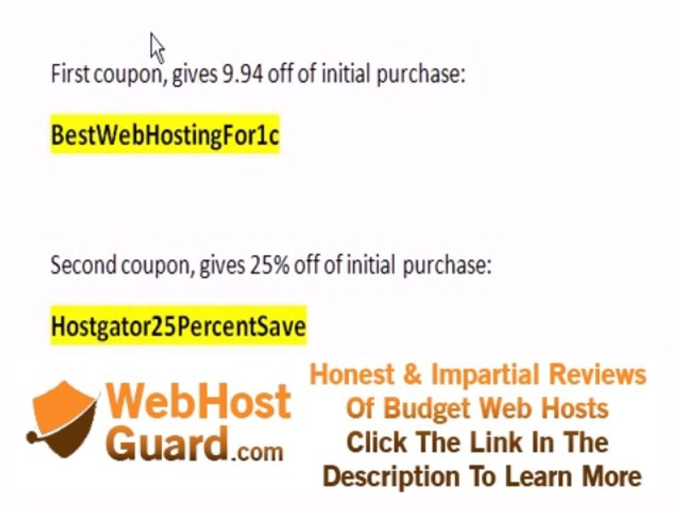 Hostgator Coupon Codes