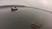 Hovercraft Rescues Deer On Frozen Lake