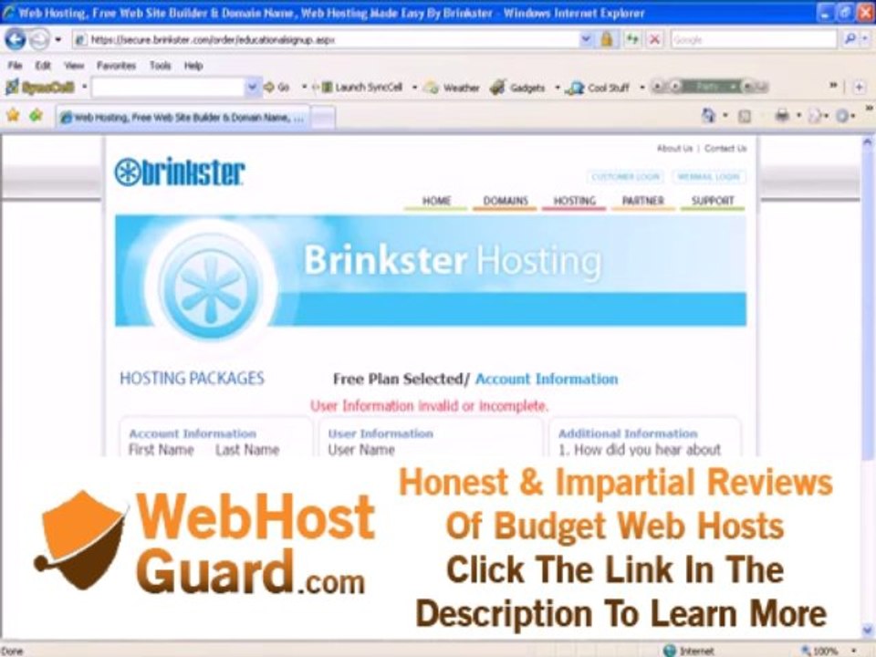 Create a brinkster free hosting.avi