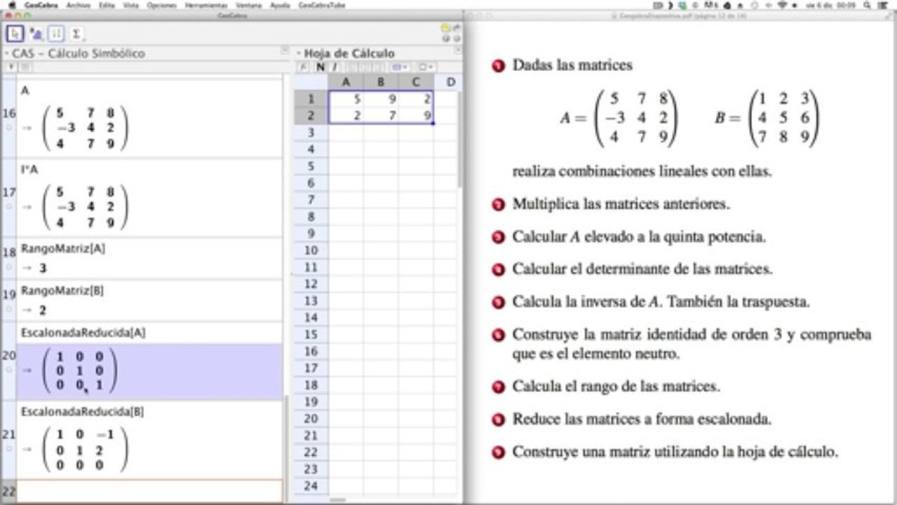 12 Geogebra CAS y Matemáticas. Matrices