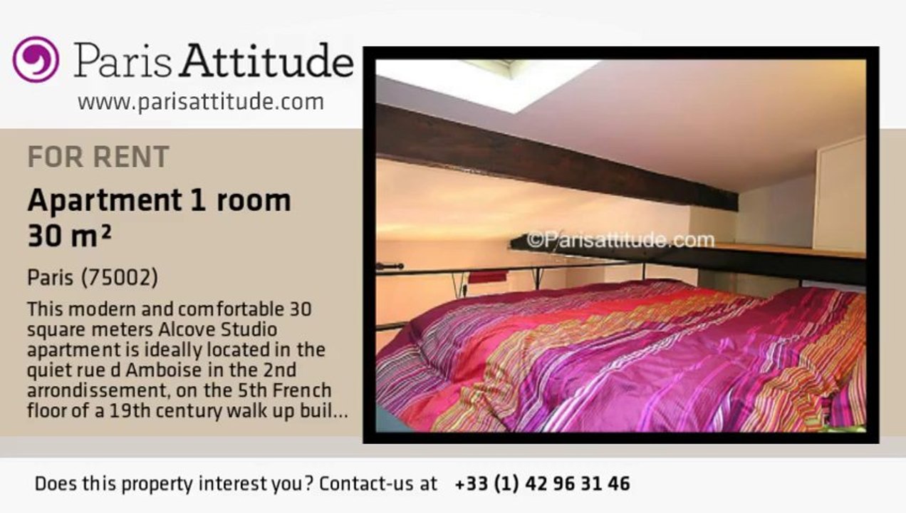 Alcove Studio Apartment for rent - Opéra, Paris - Ref. 3757
