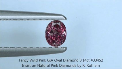 Fancy Vivid Pink Oval Diamond 0.14ct R. Rothem 33452