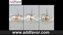 925 Fine Silver Natural Freshwater Pearl Earrings--Addfavor.com