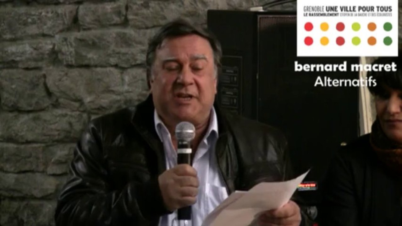 Bernard Macret (Alternatifs) porte-parole du rassemblement Grenoble, Une Ville pour Tous