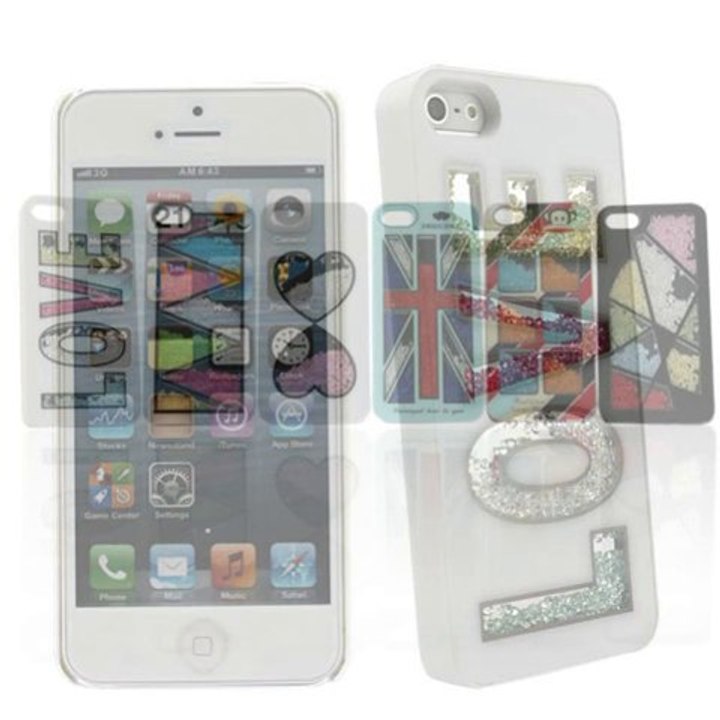 Hytparts.com-Love Pattern Diamond Crystal Hard back cover Case for iPhone 5s 5