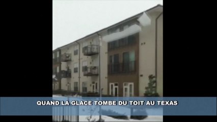 Les étonnantes chutes de glace d'un toit au Texas
