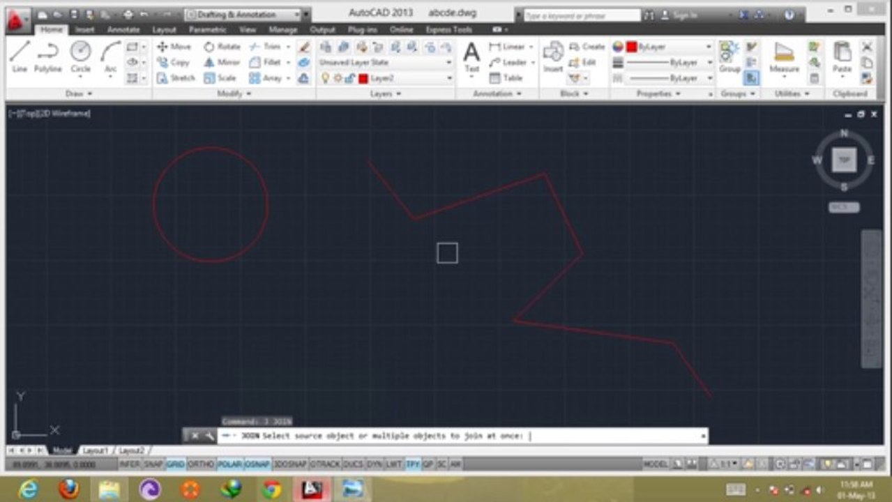 Autocad 2013 tutorial  oops  joint in hindi Urdu (37-50) By MNRAQ