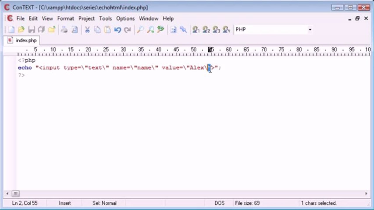 11 - Output HTML Using echo,print on Gegasoft