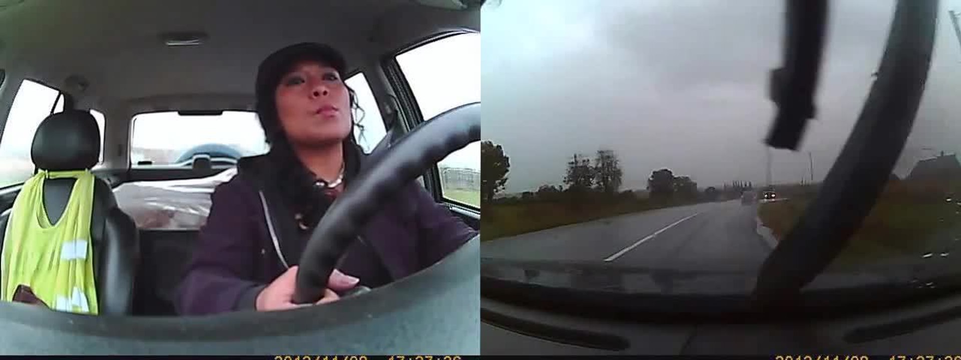 Cette femme reste calme pendant un accident de voiture