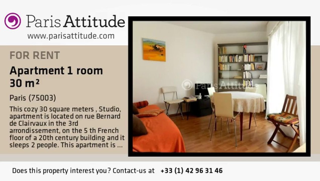Studio Apartment for rent - Centre George Pompidou, Paris - Ref. 4449