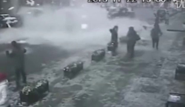 Car destroyed by a giant Ice rock!