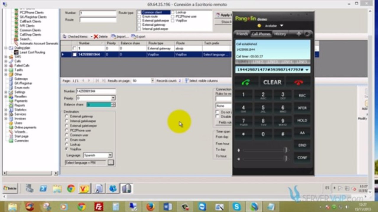 Escenario "Select Language + PIN" de VoipBox