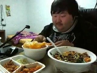 Funny Asian Man Happy Eating ))