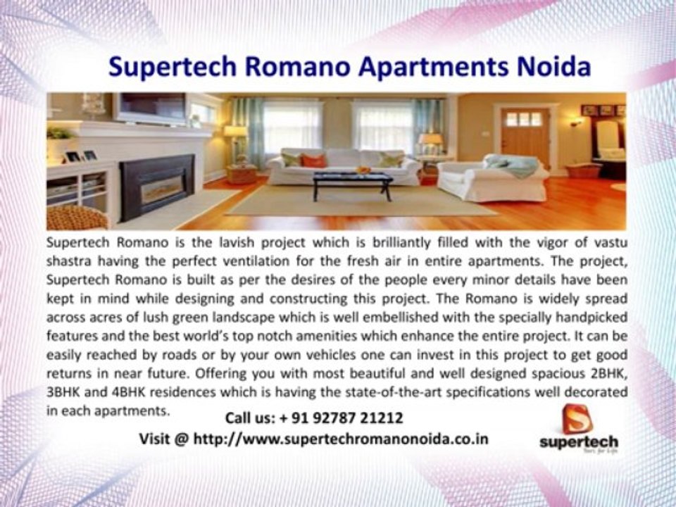 Supertech Romano - Sector 118 Noida - Romano Call @ + 91 92787-21212