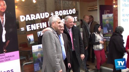 L'ancien Ministre de la Défense, Hervé Morin, aujourd'hui Président du Nouveau Centre, est venu apporter son soutien à Jean-François Daraud jeudi à Carcassonne.