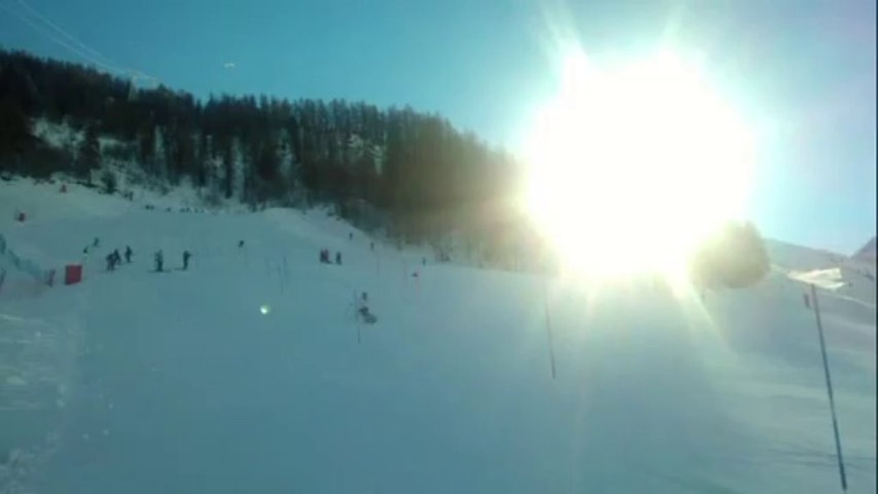 L'entraînement des Bleus en slalom