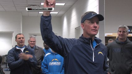 Chargers celebrate victory over the Broncos