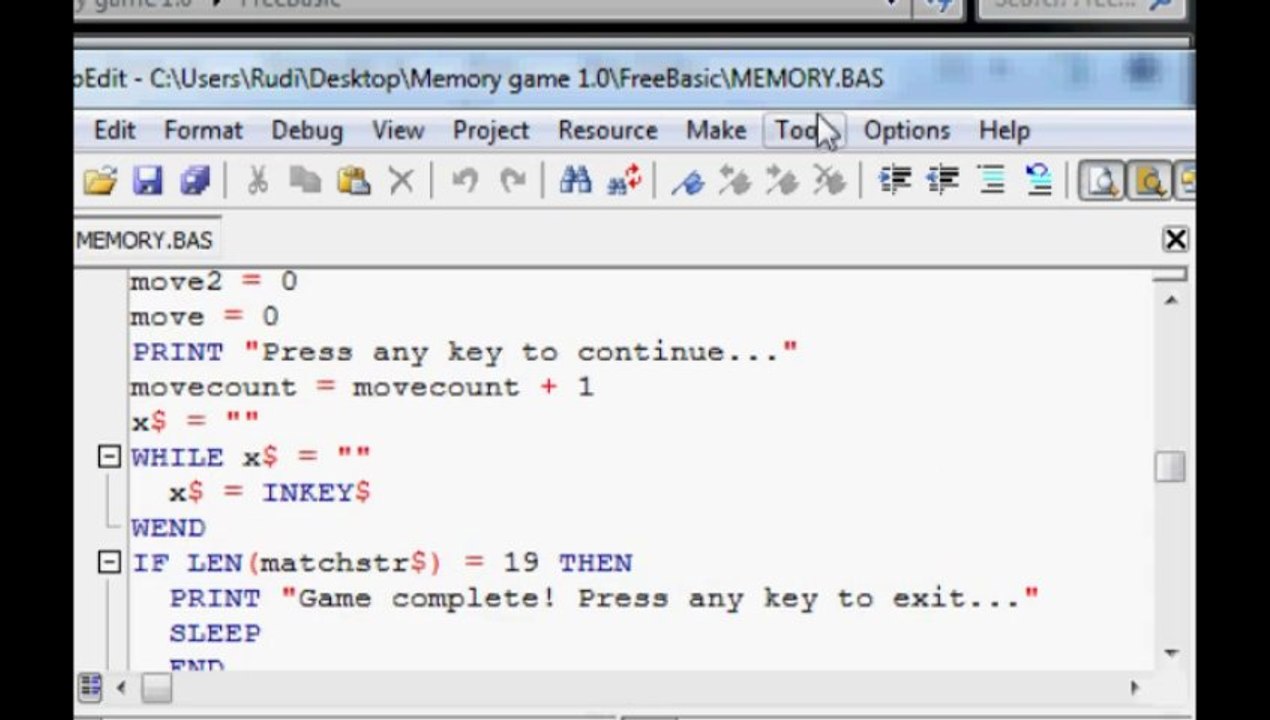 Let's Write - Memory Game in BASIC