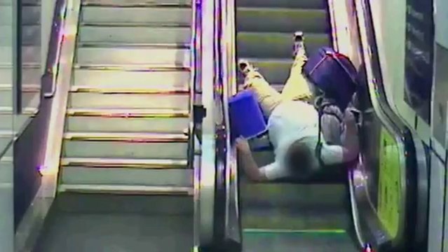 CCTV Footage. How People Fall From Escalators - Various Incidents !!