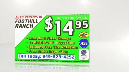 Auto Lube Oil & Filter Change in Laguna Hills 949.829.4252