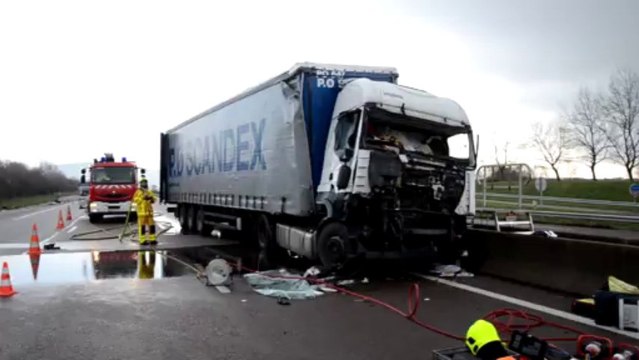 14 décembre 2013, un blessé grave dans une collision entre deux poids lourds sur l'autoroute A6