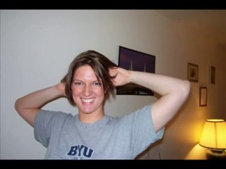 haircut off on long haired to short bob style