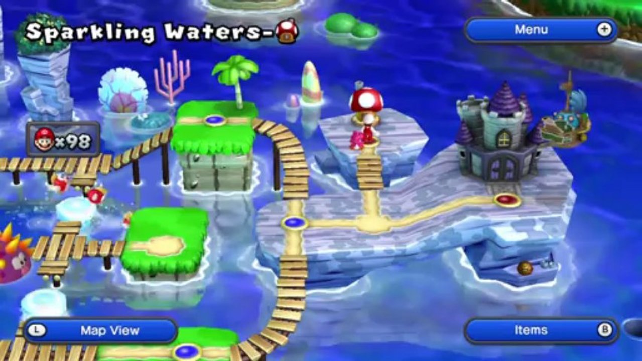 New Super Mario Bros U Walkthrough 24 Sparkling Waters 5 All Star Coins HD 1080p Wii U