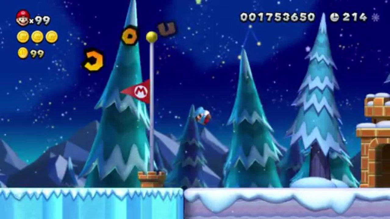 New Super Mario Bros U Walkthrough 27 Frosted Glacier 2 All Star Coins HD 1080p Wii U