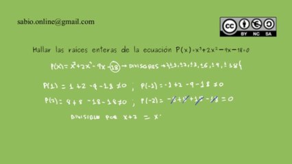 Cálculo de las raíces enteras de una ecuación