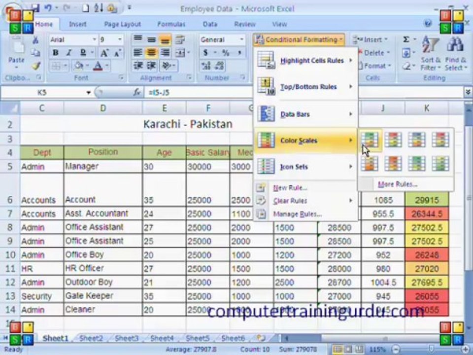 Excel 2007 Conditional Formatting in urdu