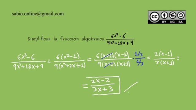Simplificación de fracciones algebraicas