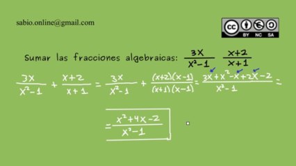 Adición de razones algebraicas