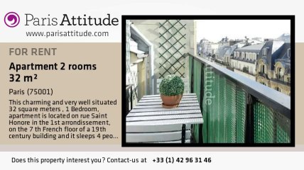 1 Bedroom Apartment for rent - Palais Royal, Paris - Ref. 8340