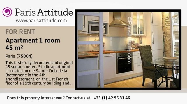 Studio Apartment for rent - Centre George Pompidou, Paris - Ref. 3290
