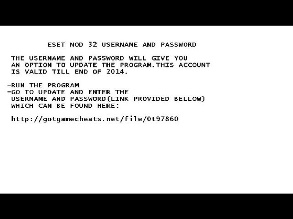 ESET NOD 32 ANTIVIRUS USERNAME AND PASSWORD TILL 2017