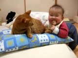 Kedinin Kuyruğunu Isıran Bebek