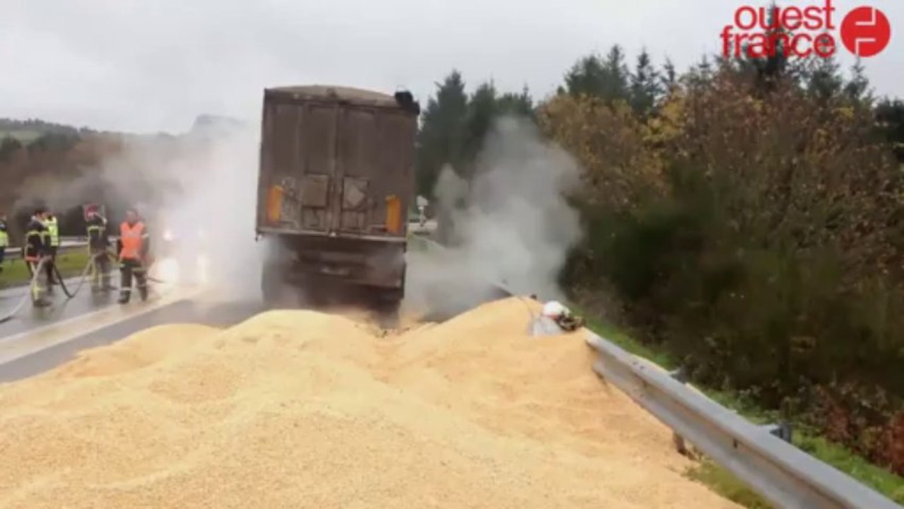 Le camion perd son stock de maïs