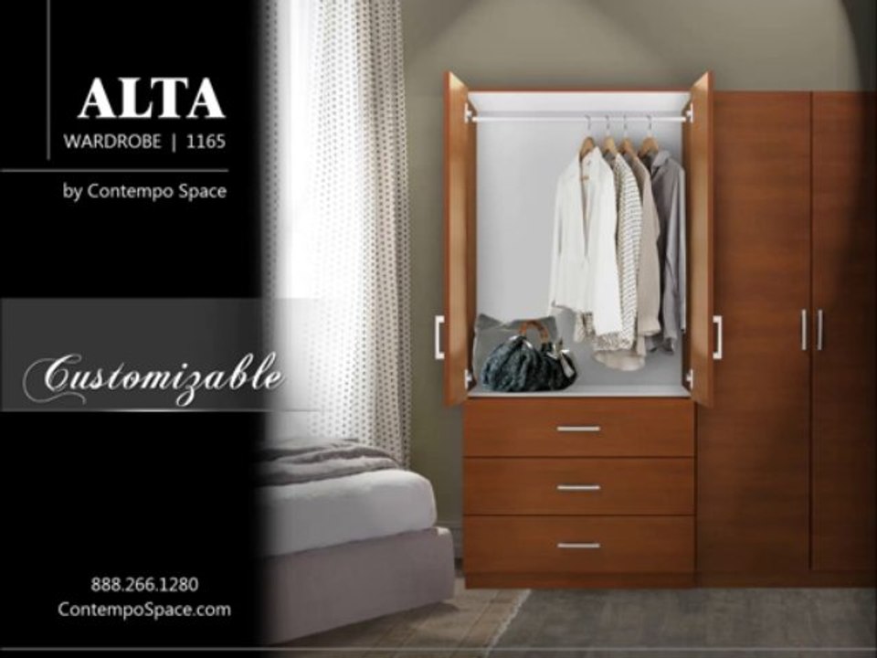 Alta Wardrobe Armoire - 3 External Drawers | Item #: 1165
