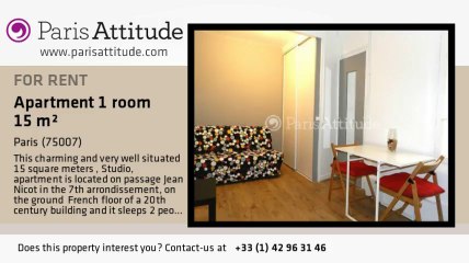 Studio Apartment for rent - Tour Eiffel, Paris - Ref. 5433