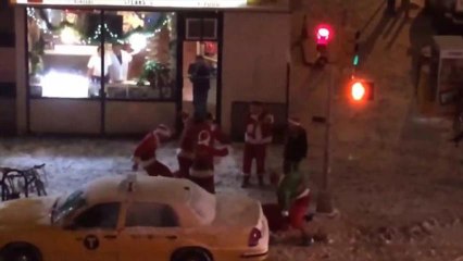 8 Santas Fighting: SantaCon Brawl Caught on Video