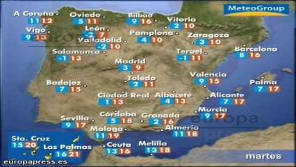 Previsión del tiempo para este martes 17 de diciembre